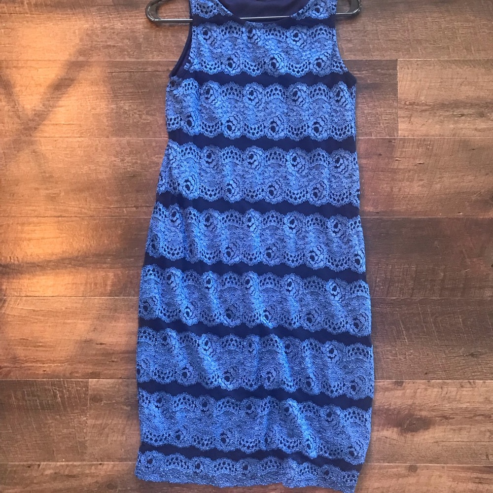 Pink Blush Maternity Blue Lace Dress